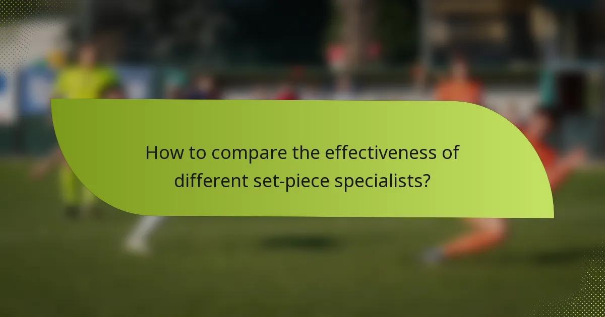 How to compare the effectiveness of different set-piece specialists?